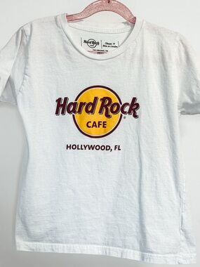 Hard Rock Cafe Hollywood FL Youth Small Logo Tee White